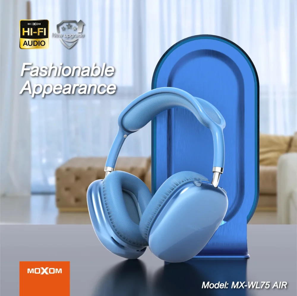 MOXOM MX-WL75 AIR Casque Bluetooth Sans Fil – Design Premium, AUX 3.5mm, TF Card & Hi-Fi Stereo — image 9
