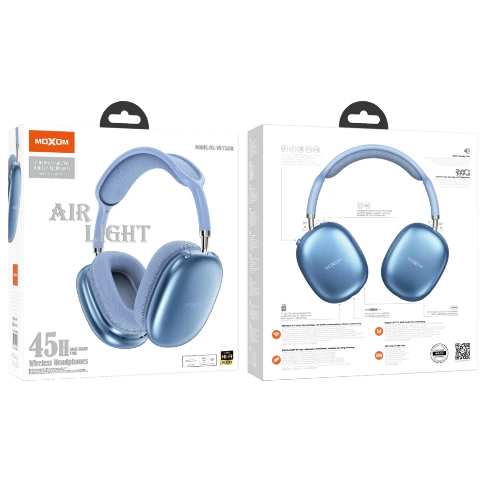 MOXOM MX-WL75 AIR Casque Bluetooth Sans Fil – Design Premium, AUX 3.5mm, TF Card & Hi-Fi Stereo — image 3