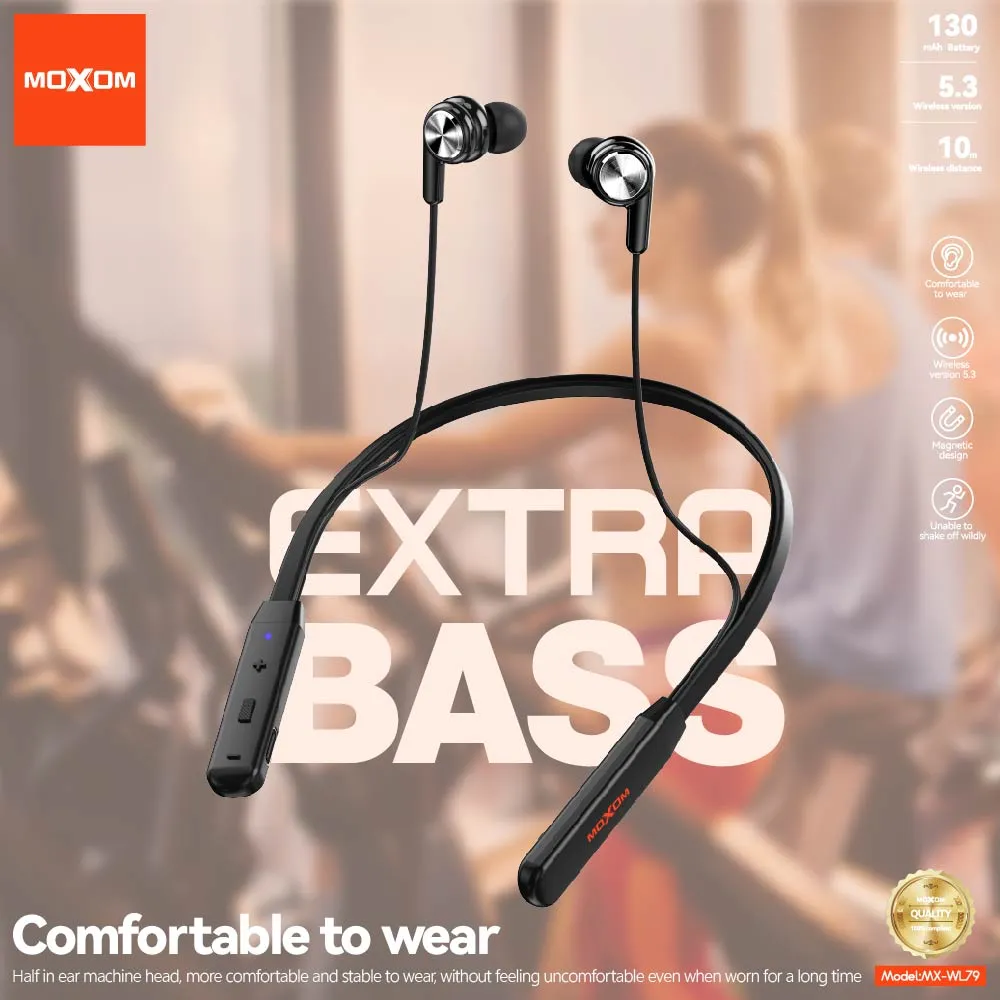 MOXOM MX-WL79 Écouteurs Bluetooth Tour de Cou – Bluetooth 5.3, Basses Puissantes & Batterie 130mAh — image 4