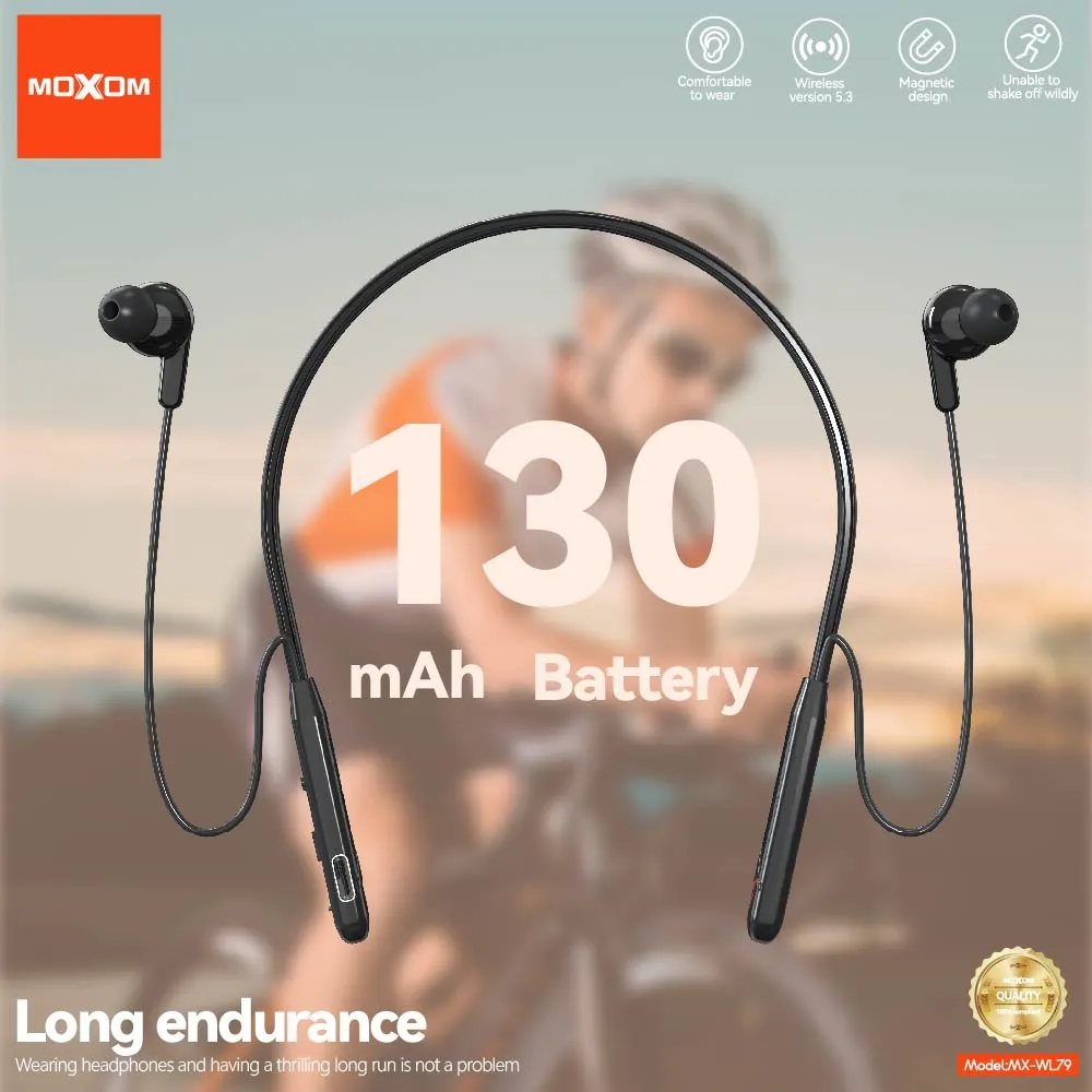 MOXOM MX-WL79 Écouteurs Bluetooth Tour de Cou – Bluetooth 5.3, Basses Puissantes & Batterie 130mAh — image 6