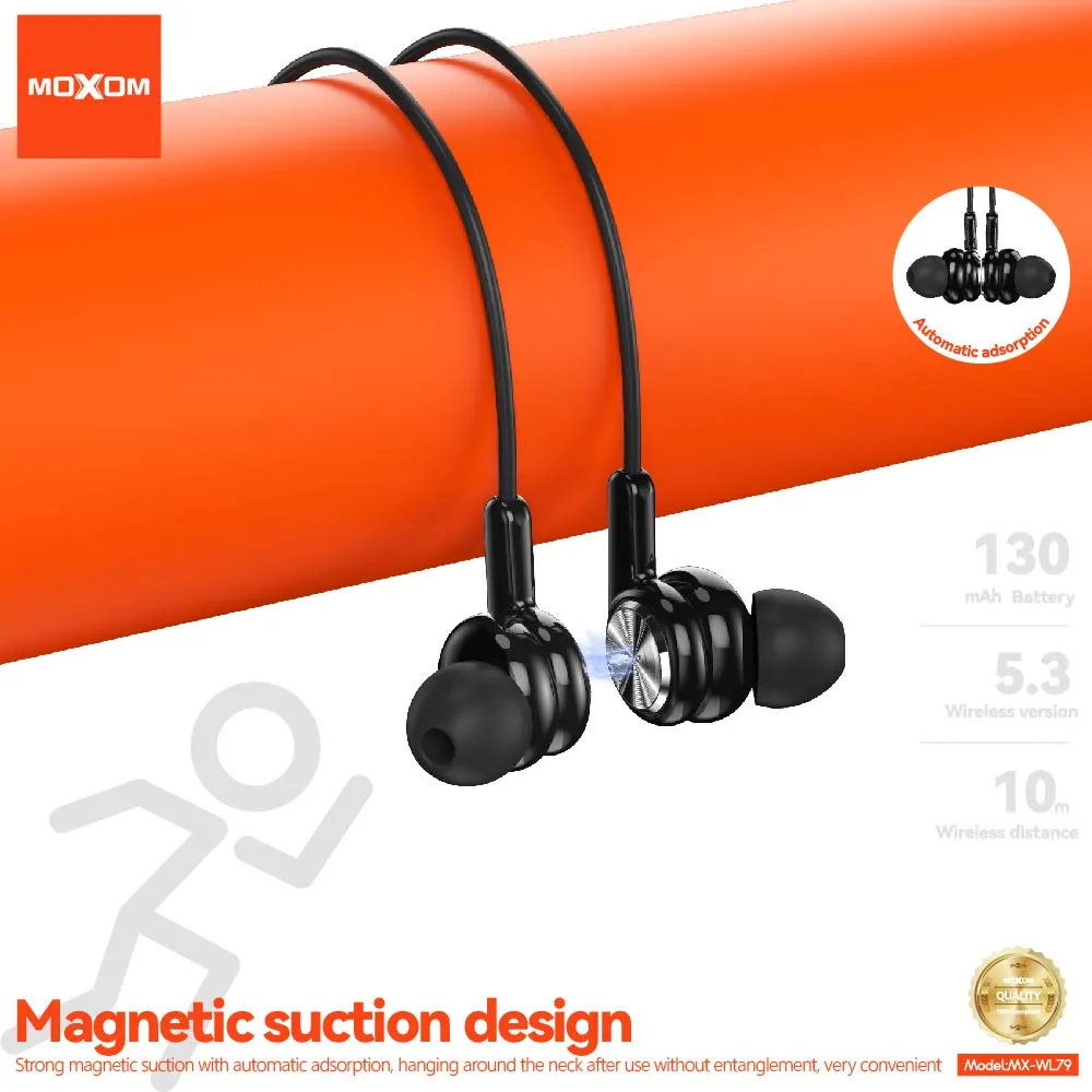 MOXOM MX-WL79 Écouteurs Bluetooth Tour de Cou – Bluetooth 5.3, Basses Puissantes & Batterie 130mAh — image 7