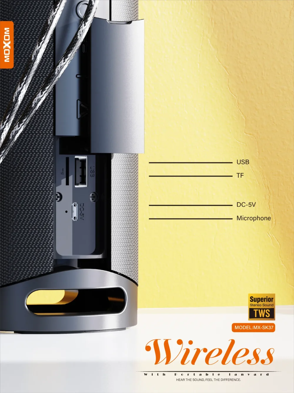 Enceinte Bluetooth MOXOM MX-SK37 – TWS, IPX6, USB & Carte TF — image 7