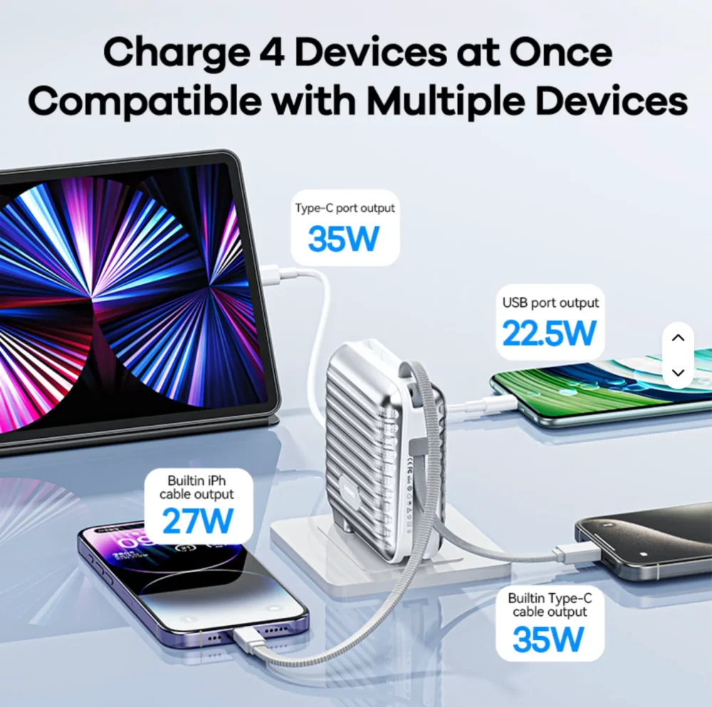 PowerBank 15000mAh avec AC Plug & Câbles Intégrés – Charge Portable — image 5