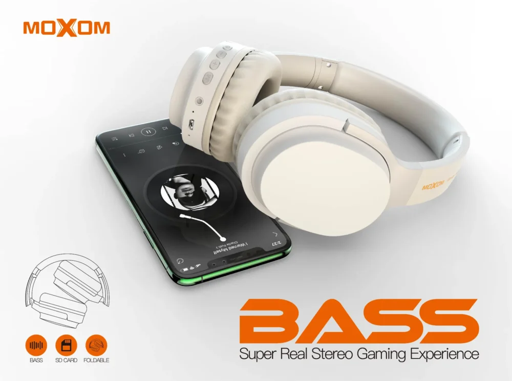 MOXOM WL06 Casque Bluetooth Sans Fil Pliable – Son Stéréo Bass Boost avec Support Carte SD — image 7