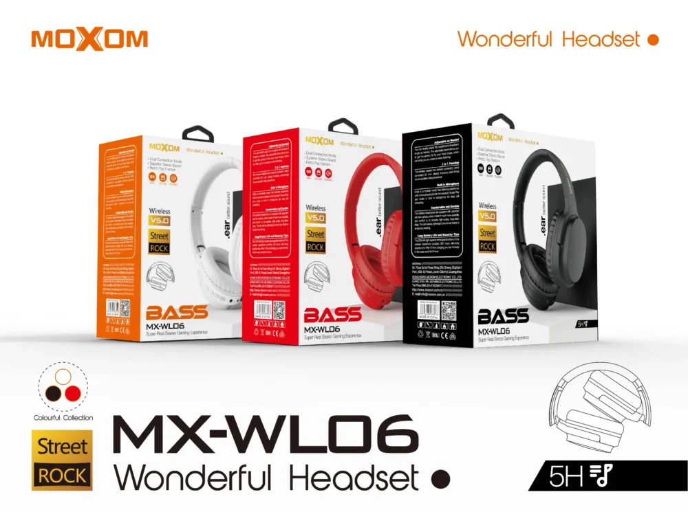 MOXOM WL06 Casque Bluetooth Sans Fil Pliable – Son Stéréo Bass Boost avec Support Carte SD — image 5