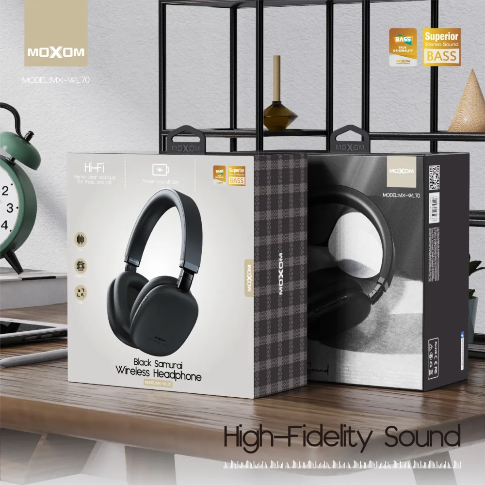 MOXOM MX-WL70 Casque Bluetooth Sans Fil – Hi-Fi Stereo, Basses Profondes & Design Pliable — image 6