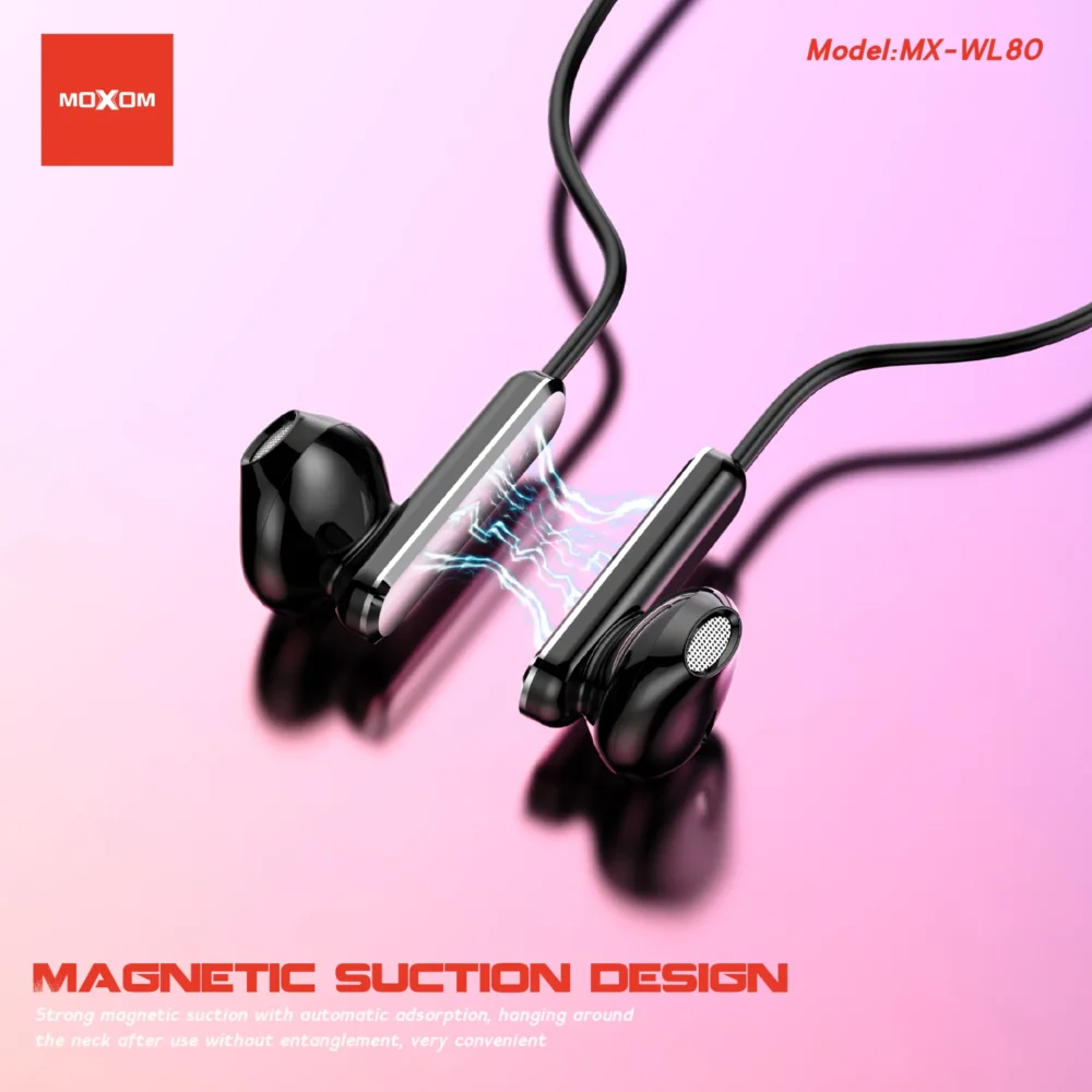 MOXOM MX-WL80 Wireless Neckband Earphones – Bluetooth 5.3, Magnetic Design & Deep Bass — image 5