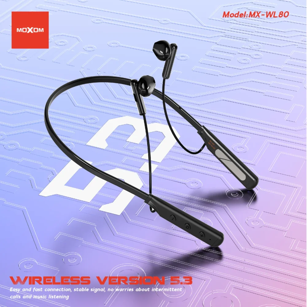 MOXOM MX-WL80 Wireless Neckband Earphones – Bluetooth 5.3, Magnetic Design & Deep Bass — image 8