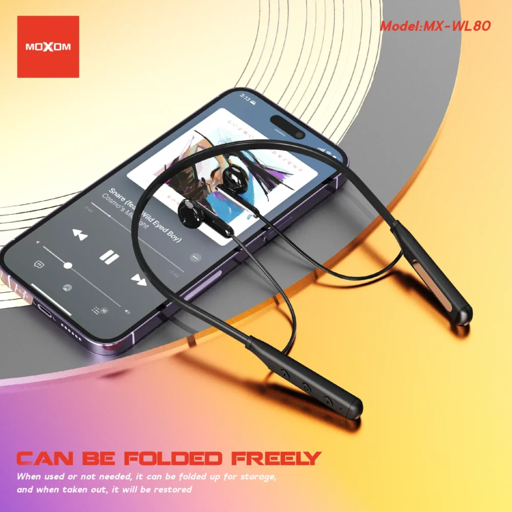 MOXOM MX-WL80 Wireless Neckband Earphones – Bluetooth 5.3, Magnetic Design & Deep Bass — image 4