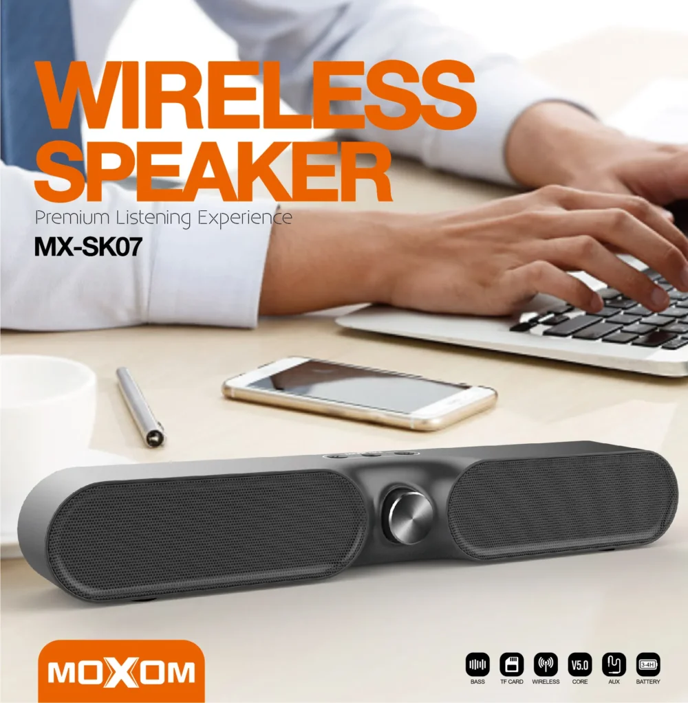 Enceinte Bluetooth MOXOM MX-SK07 – Wireless, Bass, AUX, USB & TF Card — image 3