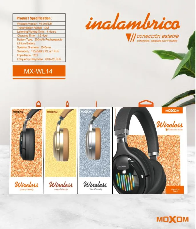 MOXOM MX-WL14 Casque Bluetooth Sans Fil RGB – Écouteurs Pliables avec Basses Puissantes et Design Cyberpunk — image 4
