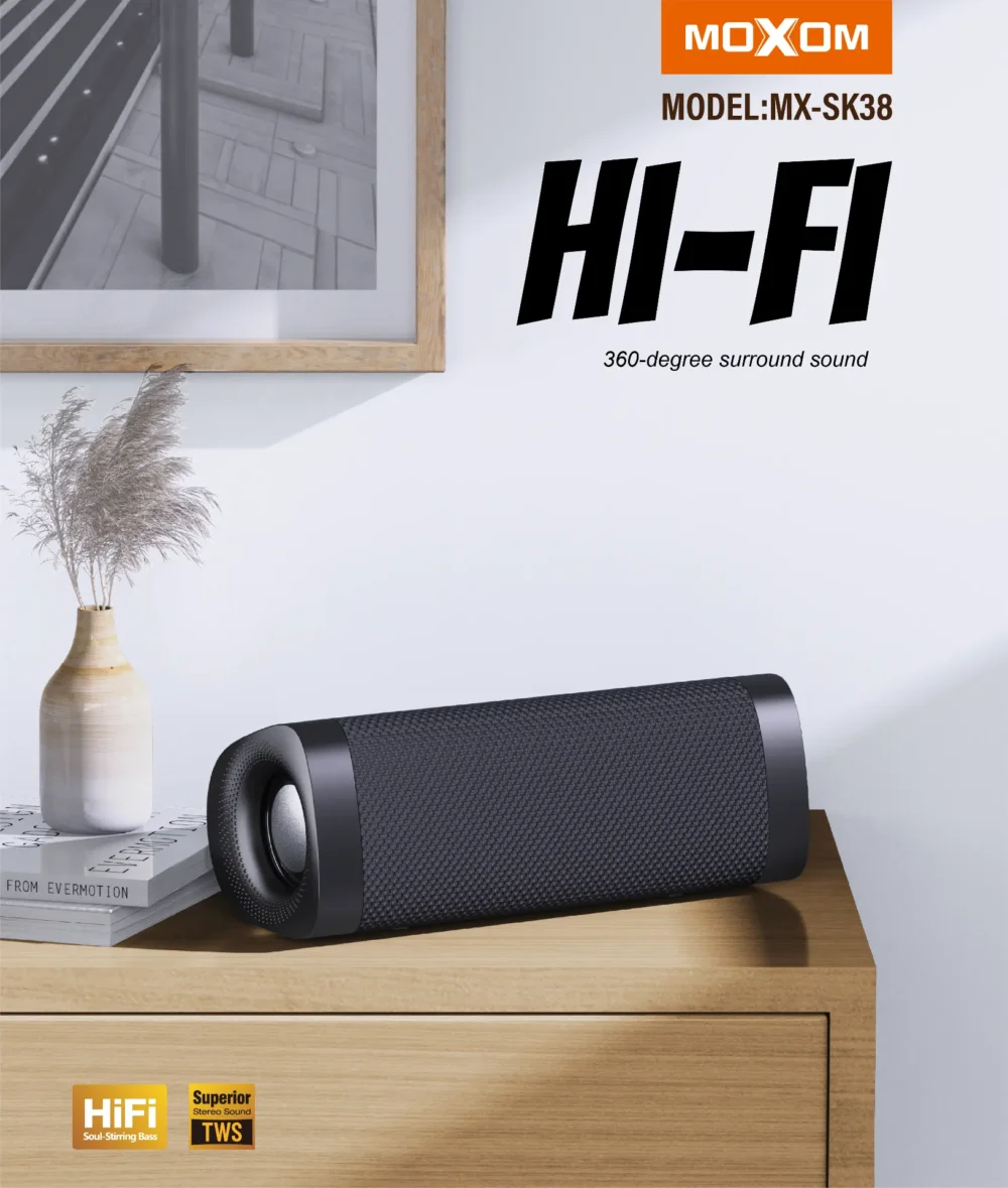 MOXOM MX-SK38 Enceinte Bluetooth Portable IPX6 – Haut-Parleur Sans Fil HiFi 10W avec TWS et Son Stéréo Puissant — image 3