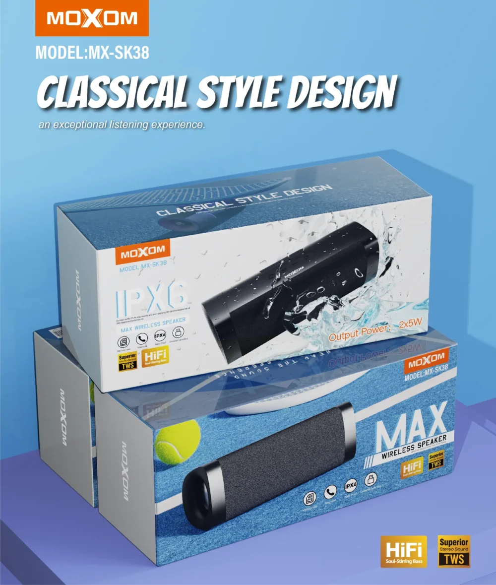 MOXOM MX-SK38 Enceinte Bluetooth Portable IPX6 – Haut-Parleur Sans Fil HiFi 10W avec TWS et Son Stéréo Puissant — image 7