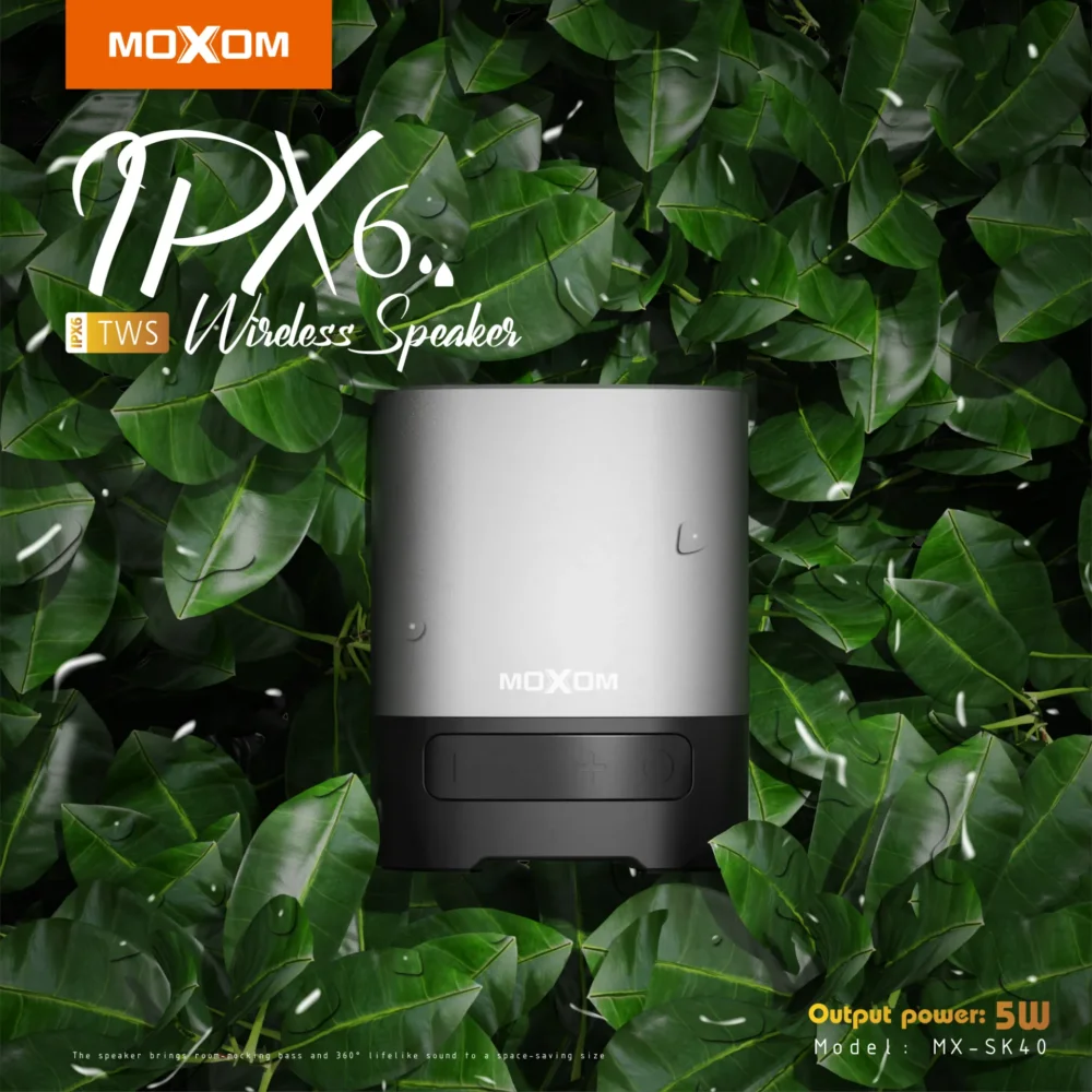MOXOM MX-SK40 Enceinte Bluetooth Portable IPX6 – Haut-Parleur Sans Fil 5W avec Technologie TWS et Son Stéréo HiFi — image 3