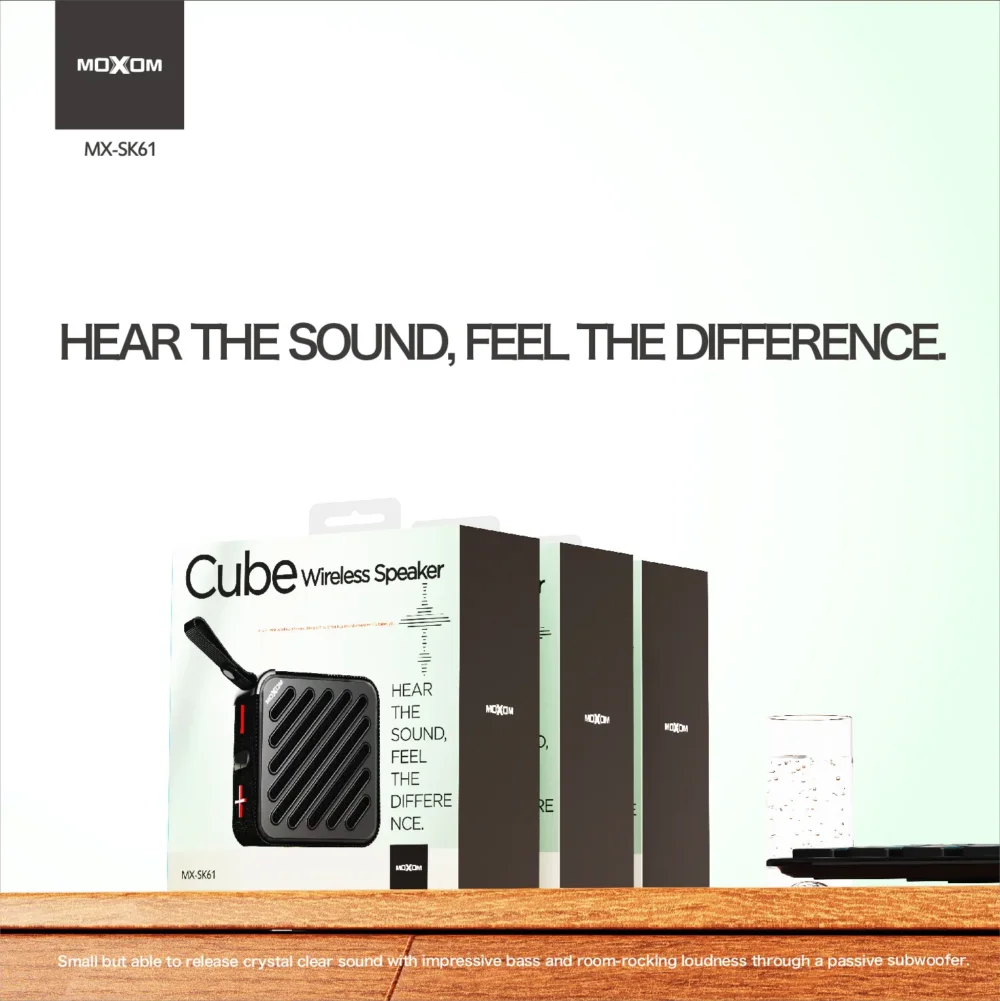 Enceinte Bluetooth MOXOM MX-SK61 – Cube Portable avec Bass & Passive Subwoofe — image 5