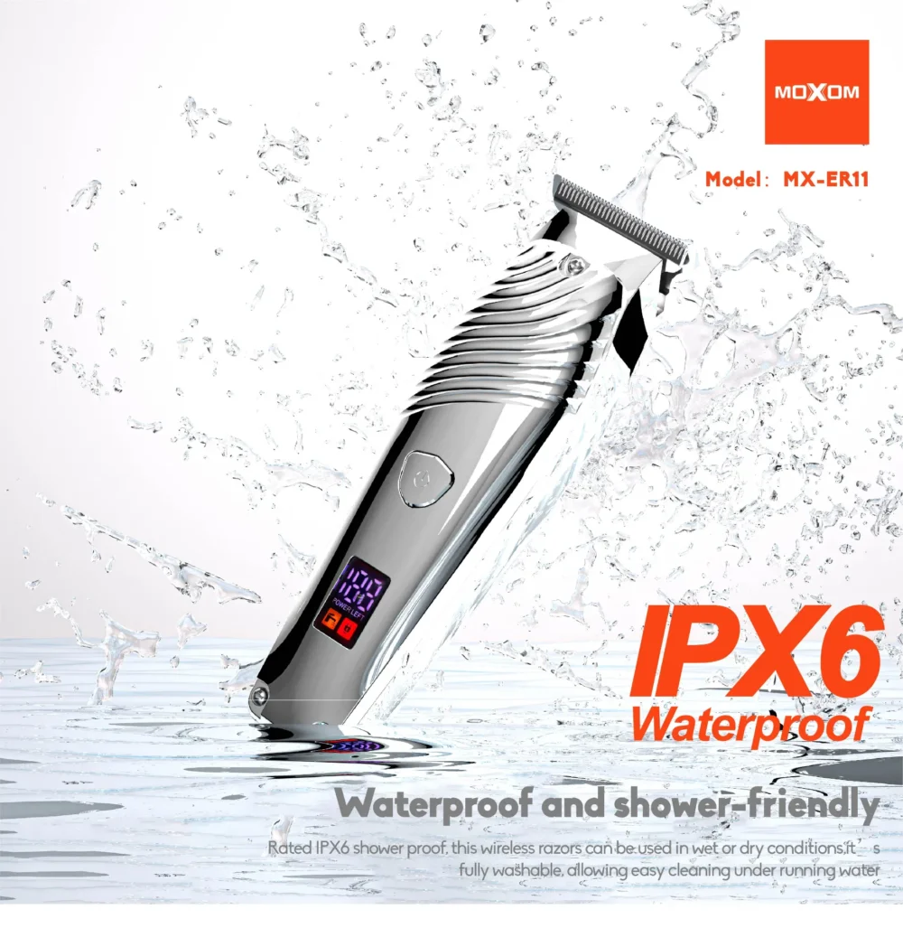 Tondeuse Professionnelle MOXOM MX-ER11 – Moteur 5W, Écran LCD, IPX6 & Lames Inox — image 7