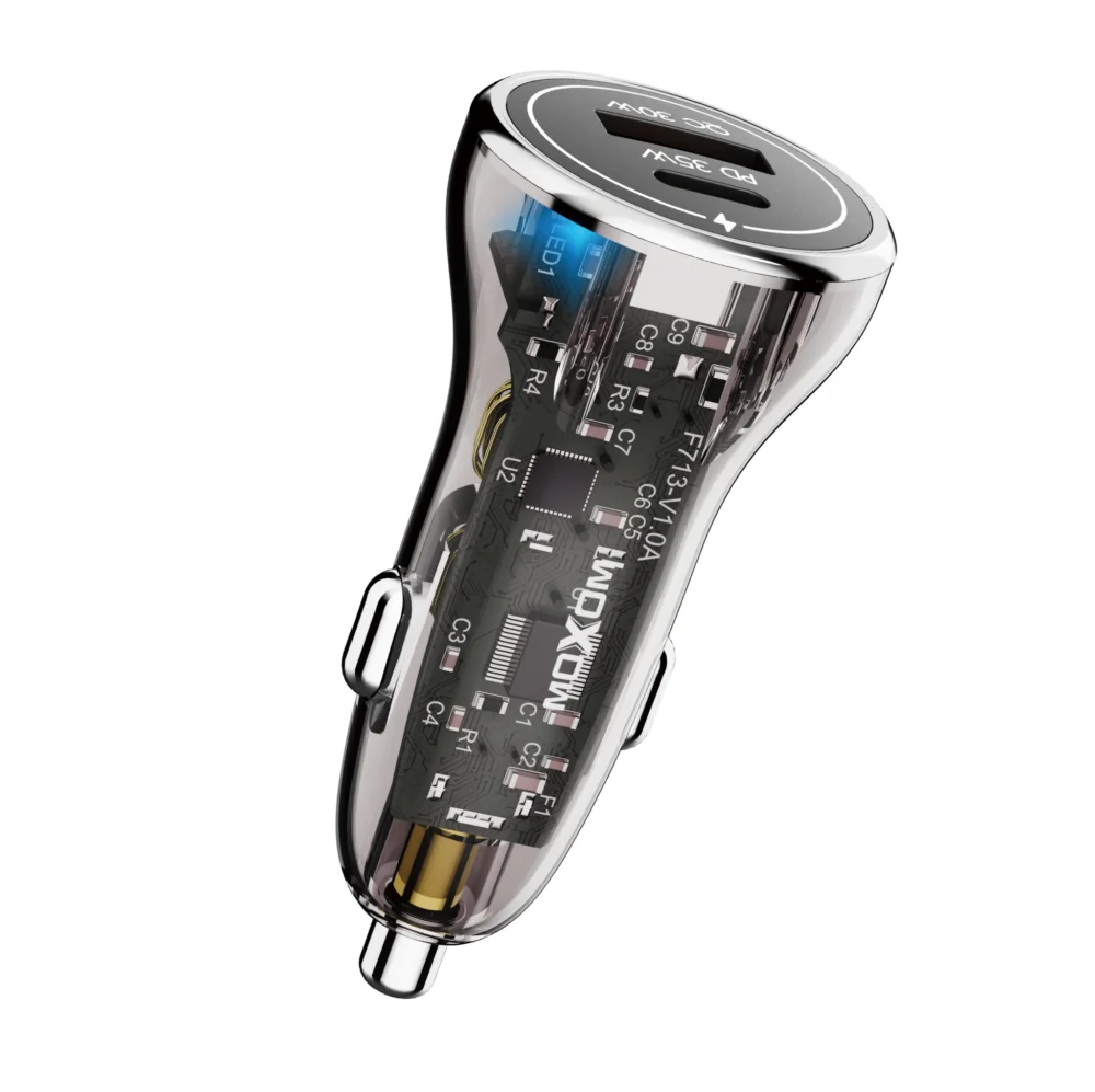 MOXOM LX-VC805 – Chargeur de voiture transparent 65 W avec charge rapide PD + QC