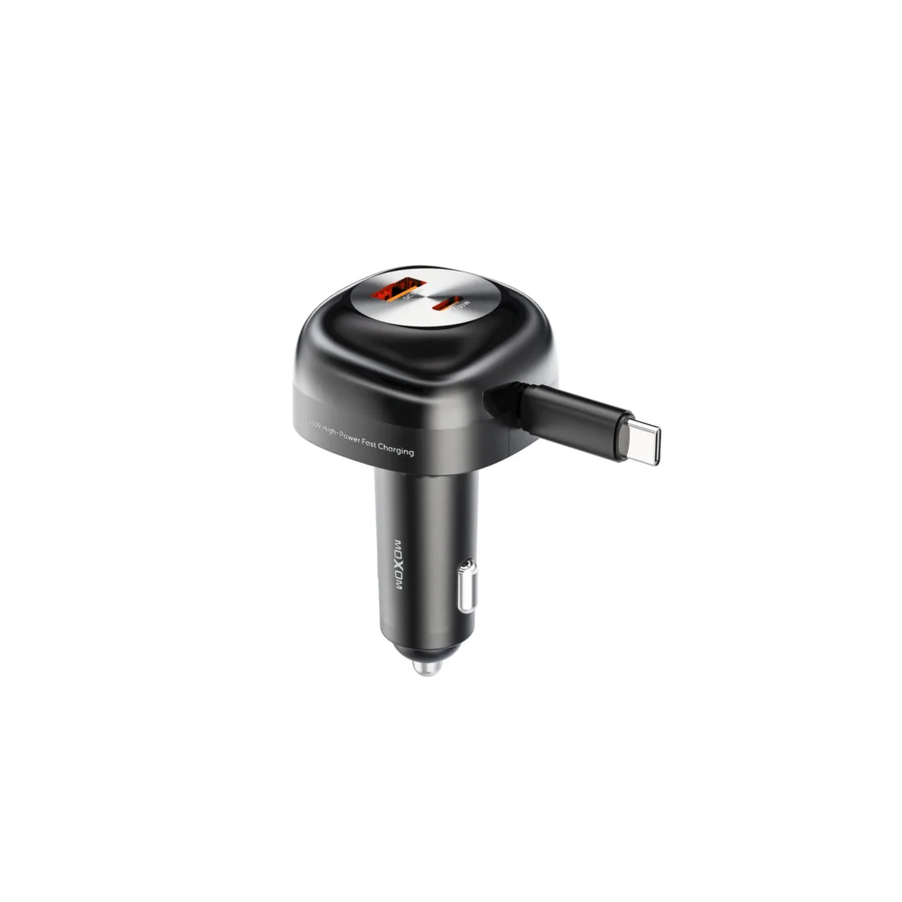 MOXOM LX-VC810 – Chargeur de voiture 60 W avec câble USB-C rétractable