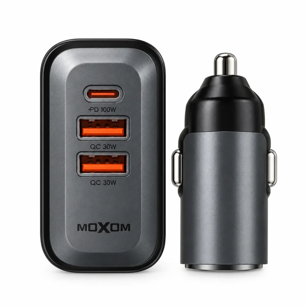 MOXOM MX-VC24 PD – Chargeur de voiture 100 W avec 4 ports et charge rapide