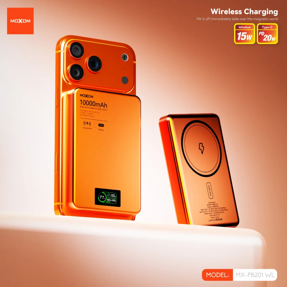 MOXOM MX-PB201 WL – Batterie externe magnétique 10 000 mAh avec charge sans fil 15 W — image 3